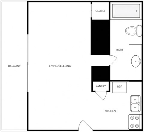0x1 Carnegie Floor Plan, Park Capitol Apartments for rent in Salt Lake City, Utah
